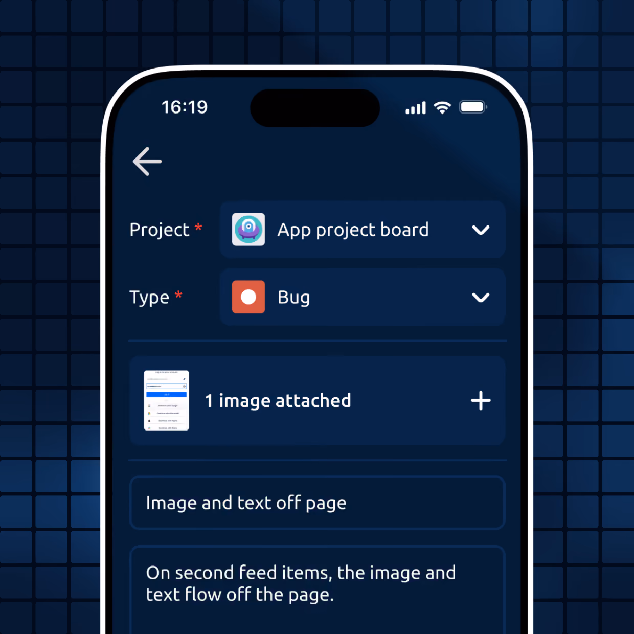 Mobile bug-reporting interface